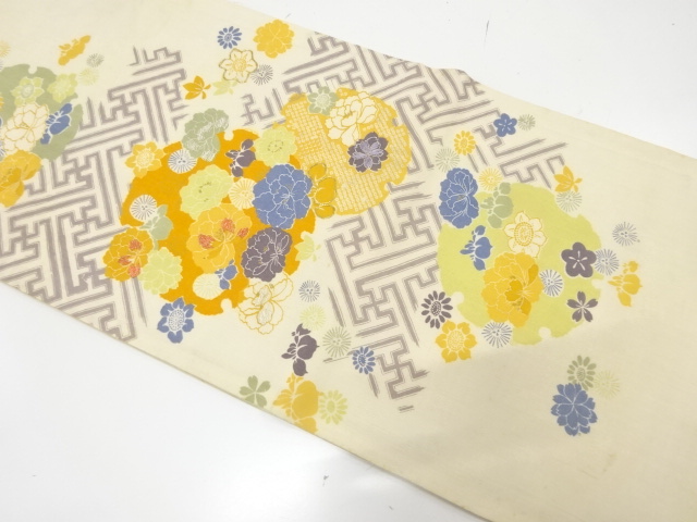 JAPANESE KIMONO / ANTIQUE CHUYA OBI / EMBROIDERY / SAKURA